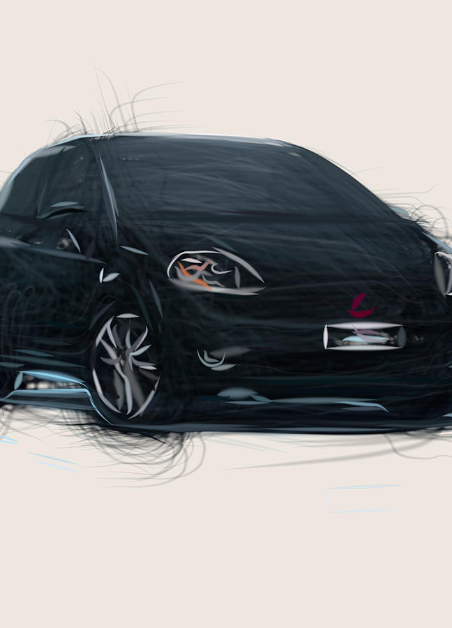 Fiat Grande Punto Natural Power Drawing Digital Art by CarsToon Concept