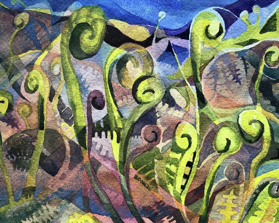 Fiddlehead Painting - Fiddle Heads IIi by Lynne Bolwell Fiddlehead Painting - Fiddle Heads IIi by Lynne Bolwell