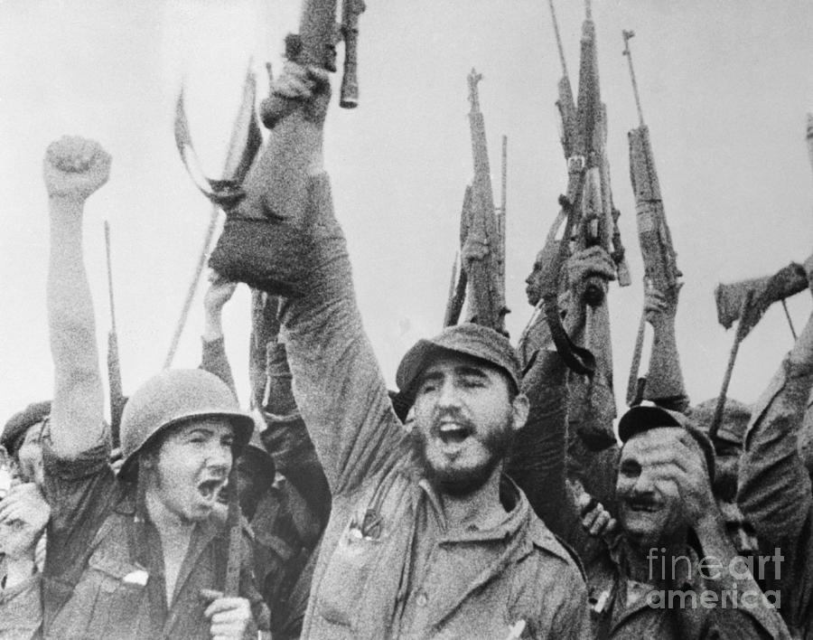 Fidel Castro Cheering Photograph by Bettmann