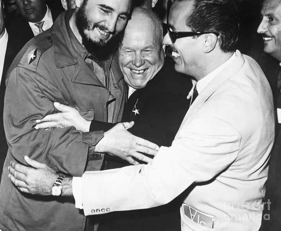 Fidel Castro Hugging Nikita Khrushchev Photograph by Bettmann