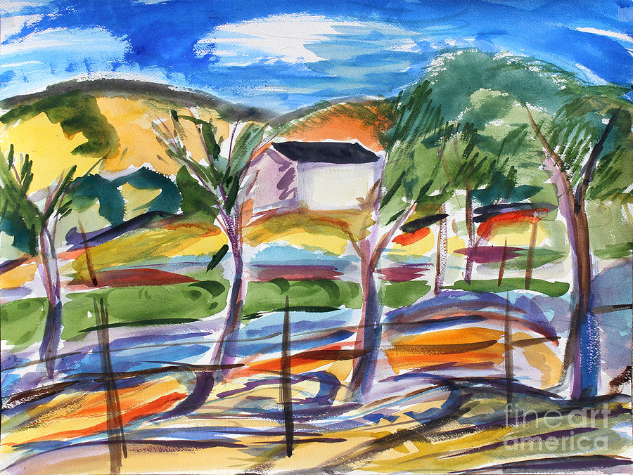 Field And Lonely House Painting by Richard Fox