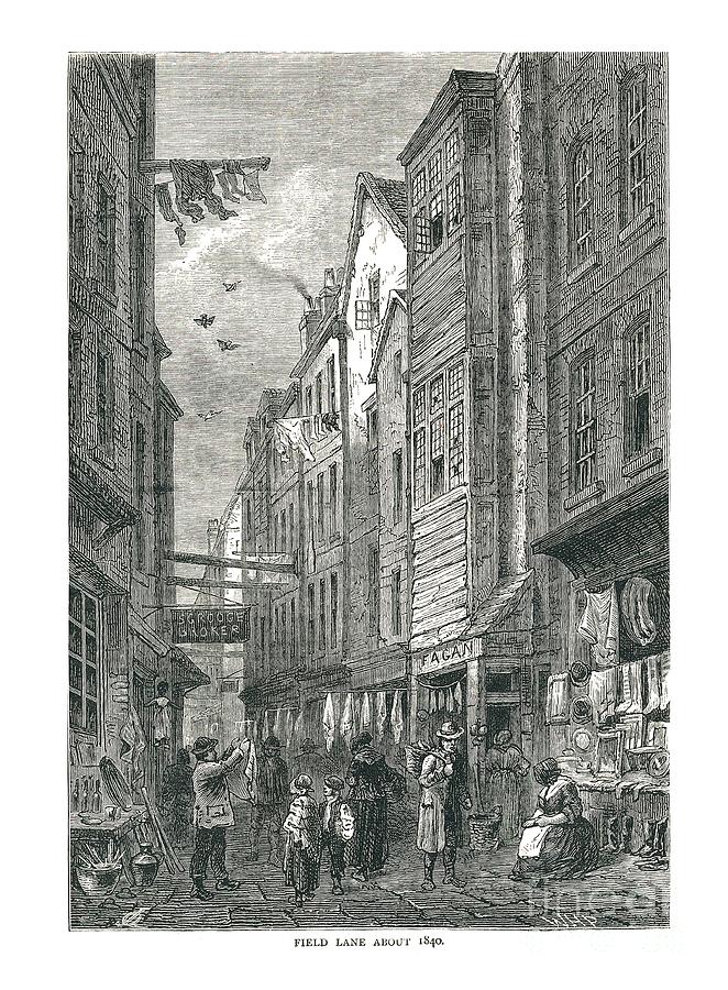 Field Lane About 1840 Drawing by Print Collector