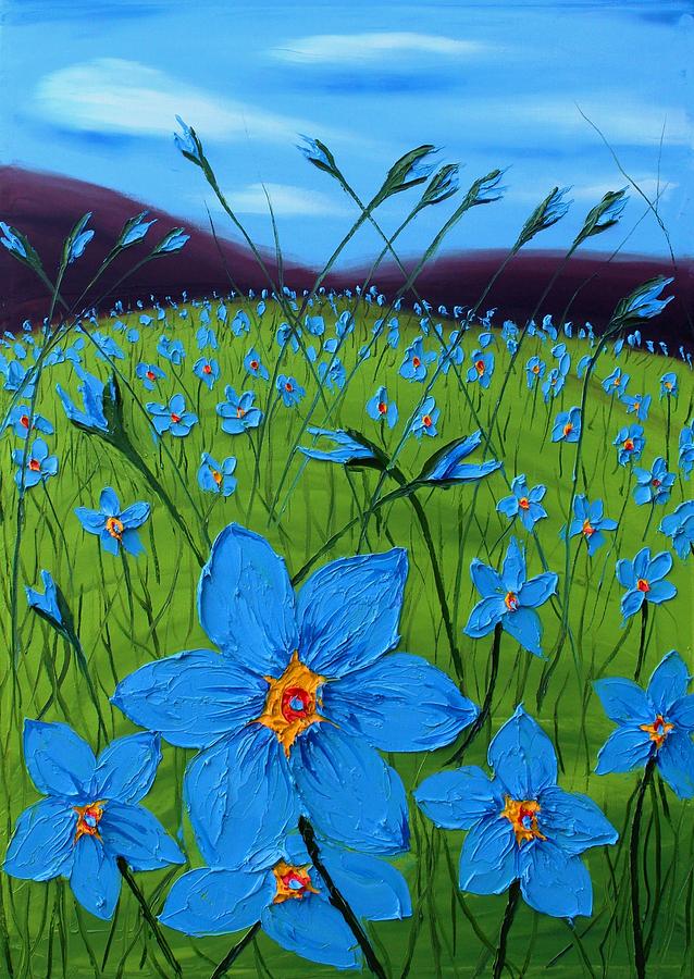 Field Of Blue Flax Flowers #4  Painting by James Dunbar