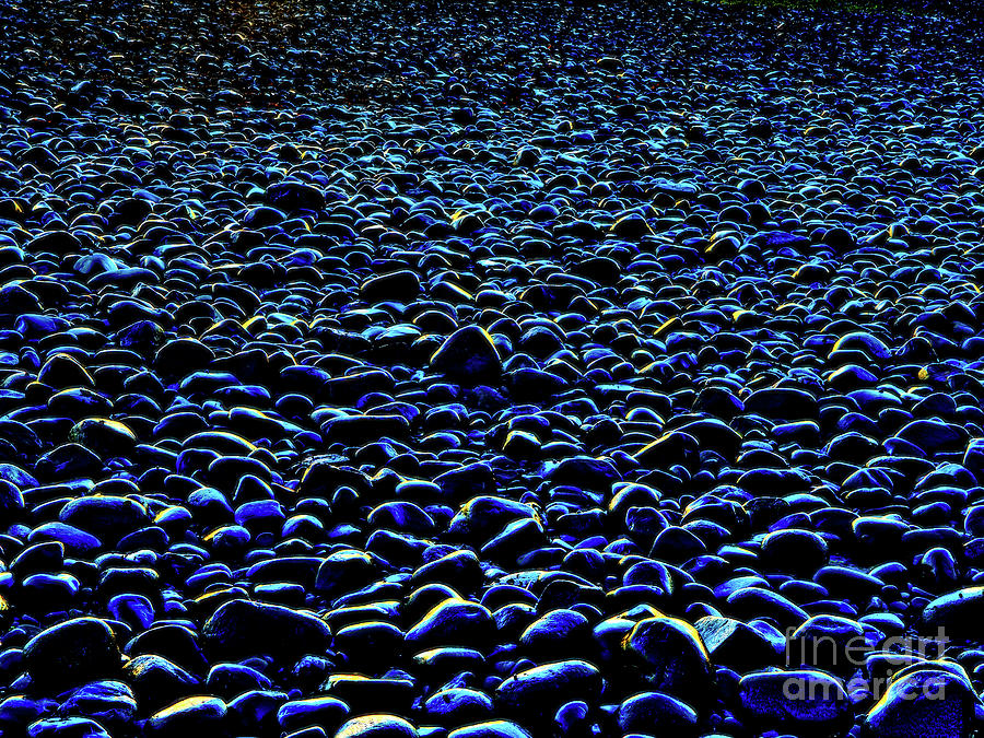 Abstract Digital Art - Field of Blue Stones by Phil Perkins