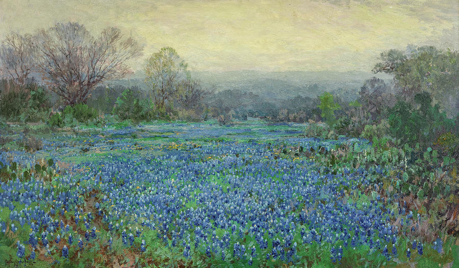 Field Of Bluebonnets 1920 Painting By Julian Onderdonk