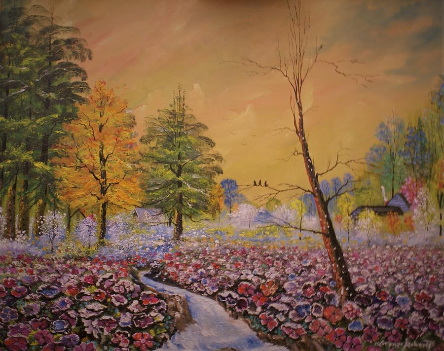 Field Of Flowers Painting by Lorenzo Roberts