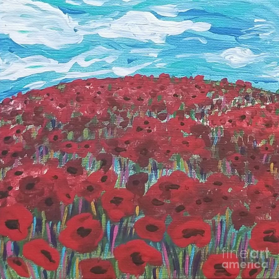 Field of poppies Painting by Erica Ash - Fine Art America