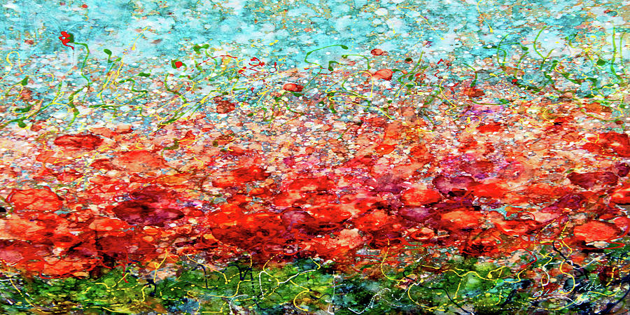 Field Of Spring Poppies Panorama by OLena Art - Lena Owens Field Of Spring Poppies Panorama by OLena Art - Lena Owens