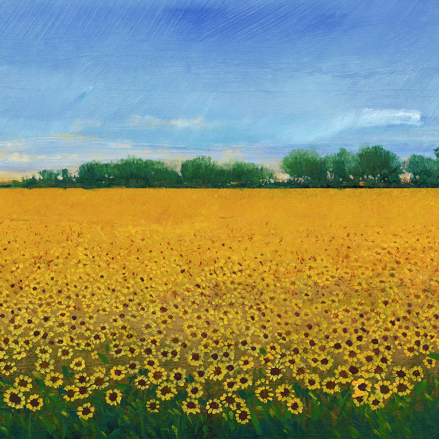 Landscape Painting - Field Of Sunflowers II by Tim Otoole