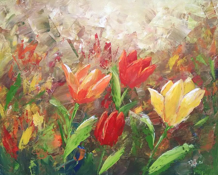Field of Tulips Painting by Helian Cornwell