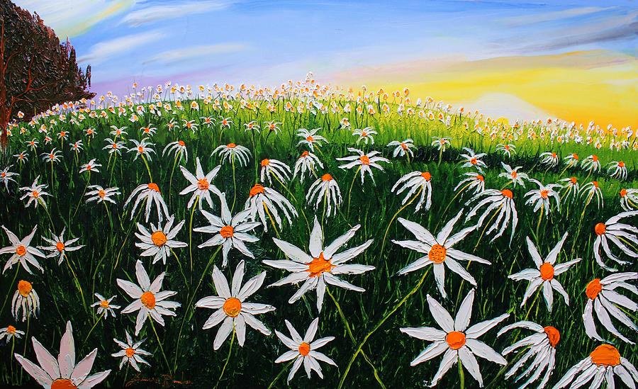 Field Of Wild Daisies #2 Painting by James Dunbar