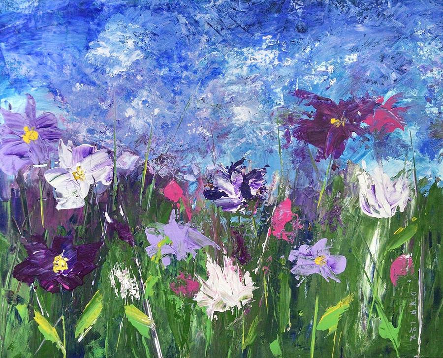 Field of wild flowers Painting by Helian Cornwell
