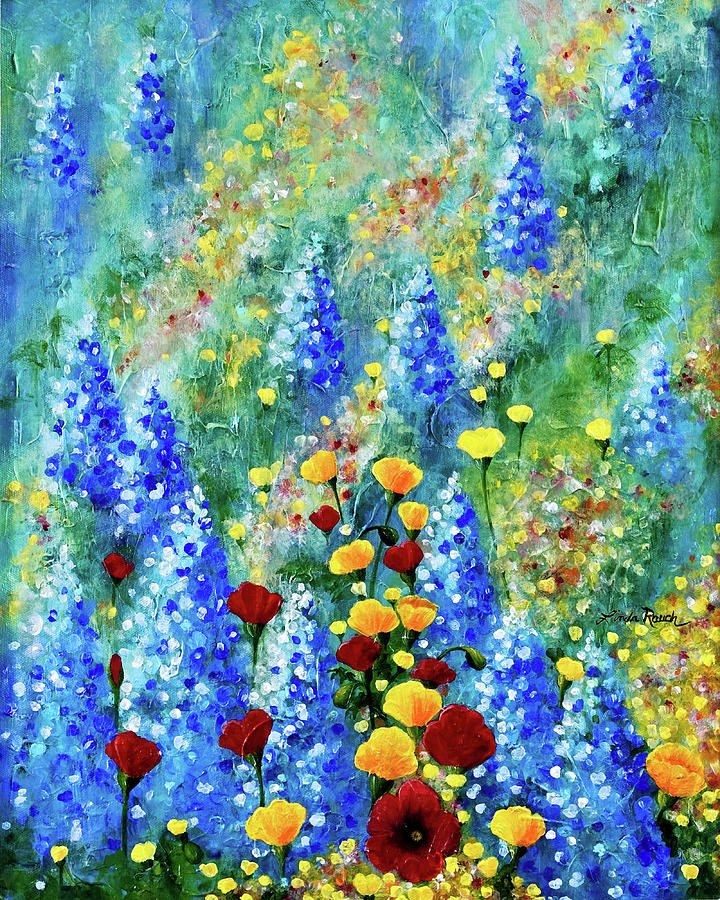 Field of Wildflowers Painting by Linda Rauch