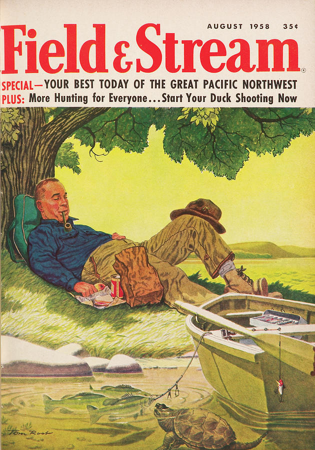 Field & Stream Magazine Cover August 1958 Painting by Field & Stream Field & Stream Magazine Cover August 1958 Painting by Field & Stream