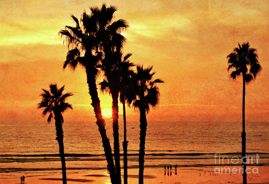 Fiery California Sunset Oceanside Beach Photograph by Gabriele Pomykaj