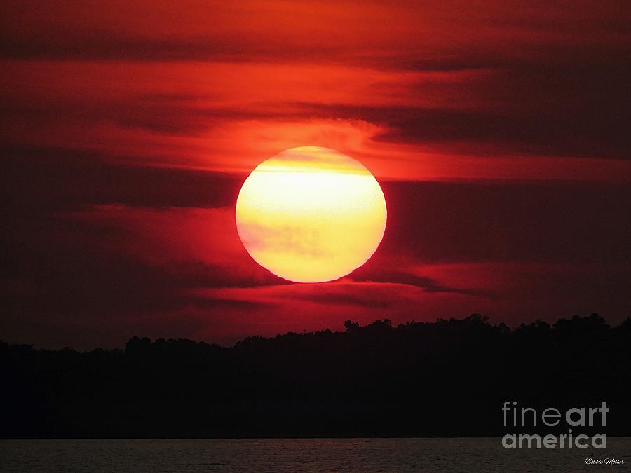 Sunset Photograph - Fiery Lake Sunset by Bobbie Moller