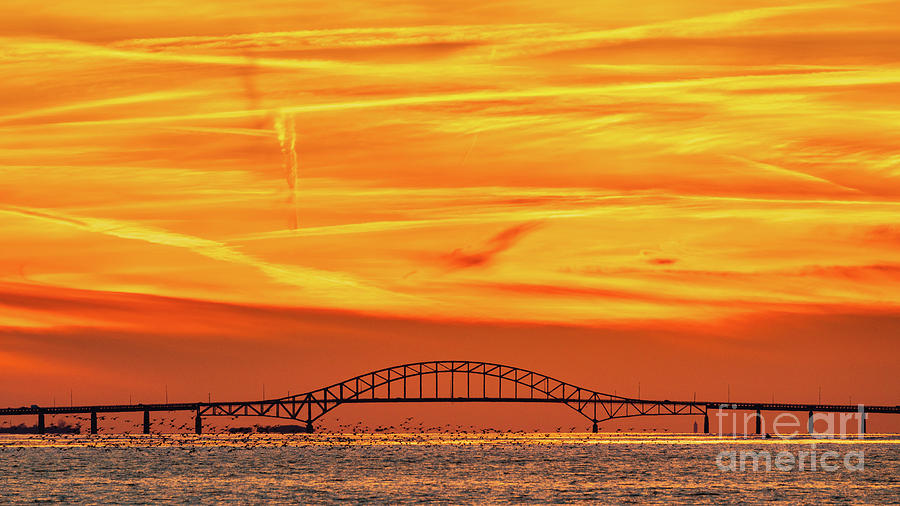 Fiery Long Island Sunset Photograph by Sean Mills
