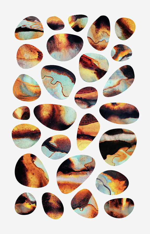 Abstract Digital Art - Fiery Pebbles by Elisabeth Fredriksson