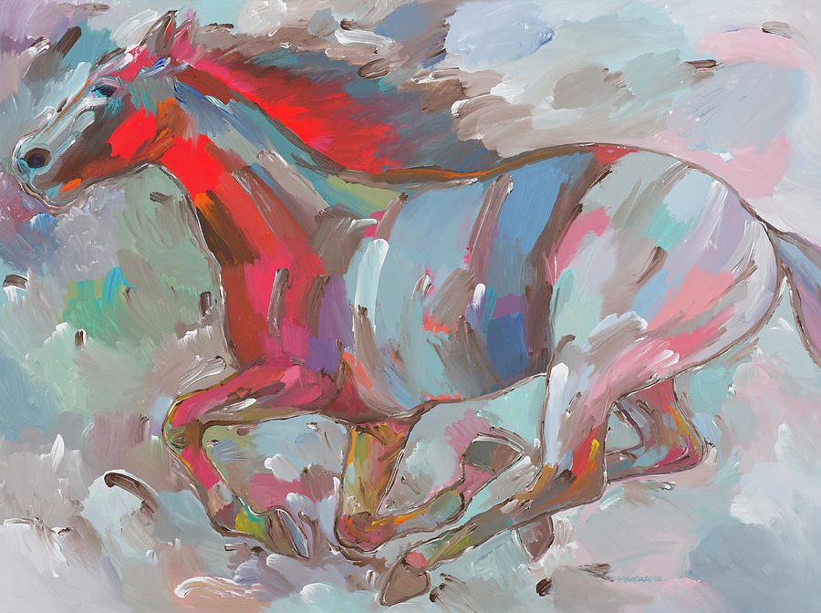 Horse Painting - Fiery Runner by Hooshang Khorasani
