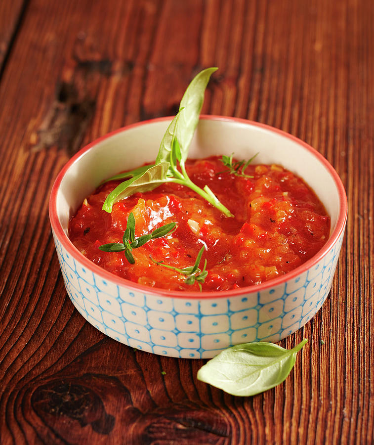 Fiery-spicy Tomato Sauce As A Dip For A Fondue Photograph by Teubner Foodfoto