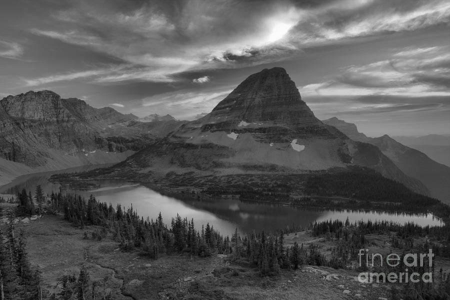 Fiery Summer Skies Over Hidden Lake Black And White Photograph by Adam Jewell