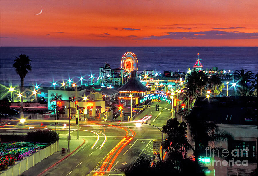 Fiery Sunset Santa Monica Pier Photograph by David Zanzinger