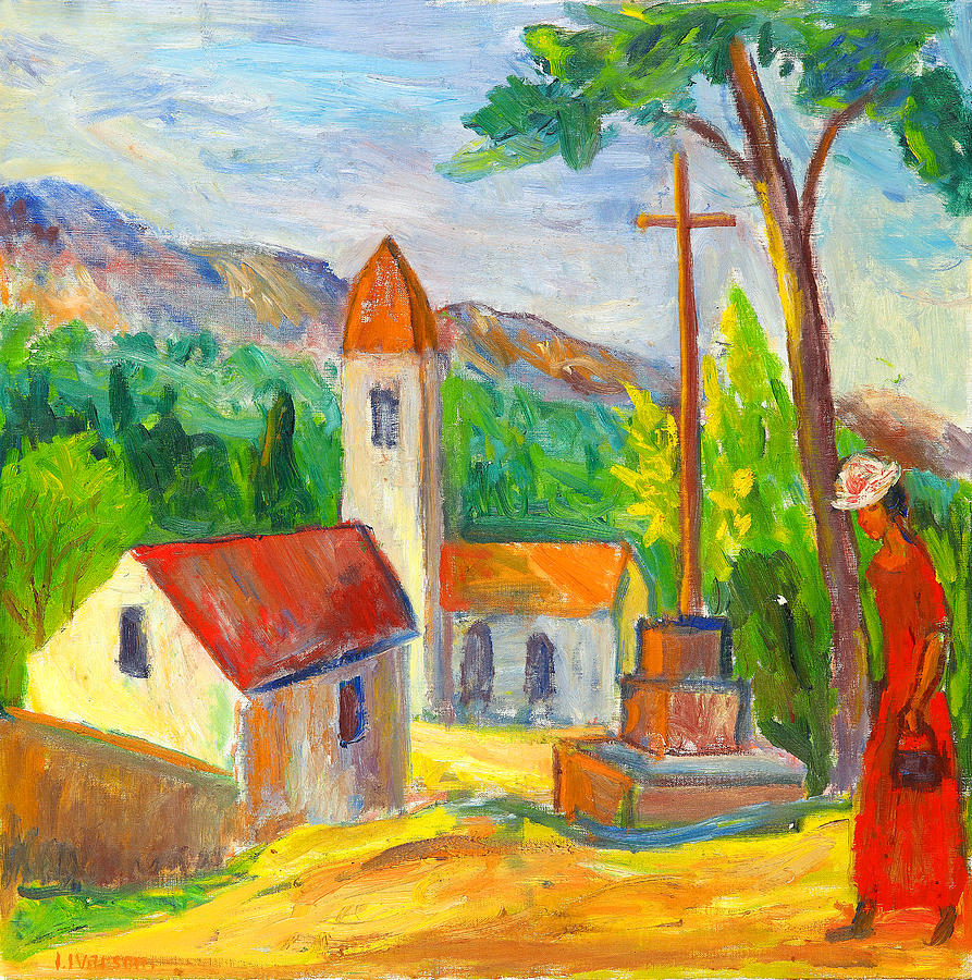 Expressionism Painting - Fiesole - Woman in an Italian landscape by Ivan Ivarson