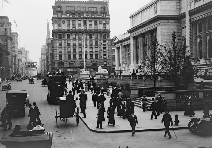 Fifth Avenue and New York Public Library at Forty-second Street Painting by Unknown