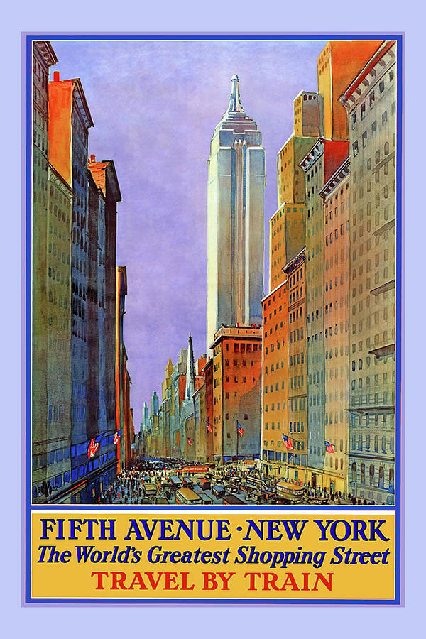 Fifth Avenue  New York Travel poster Digital Art by Denise Beverly