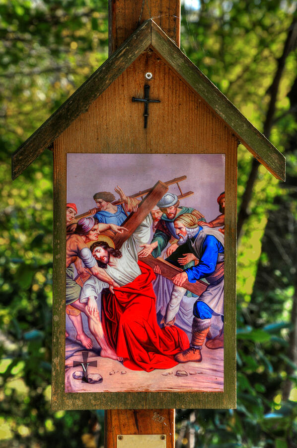 Fifth Station of the Cross - Simon of Cyrene Helps Jesus to Carry His Cross - Luke 23, Verse 26 Photograph by Michael Mazaika