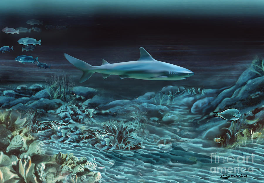The shark Painting by Christian Simonian