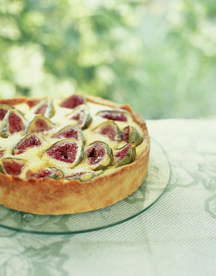 Fig And Almond Tart On A Garden Table Photograph by Jonathan Gregson