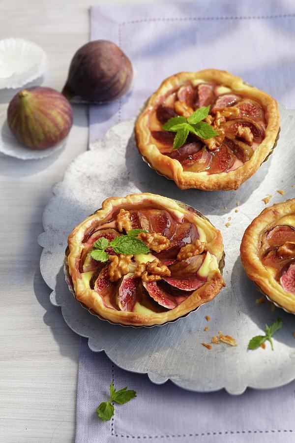 Fig And Goats Cheese Tartlets With Caramelised Walnuts Photograph by Jalag / Gtz Wrage