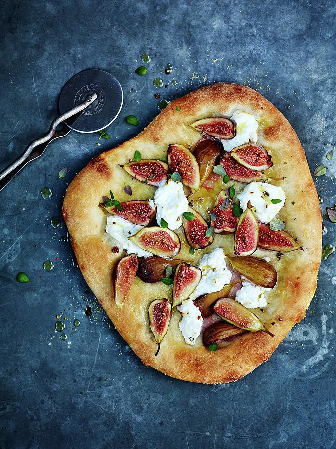 Fig And Mascarpone Pizza Photograph by Charlie Richards