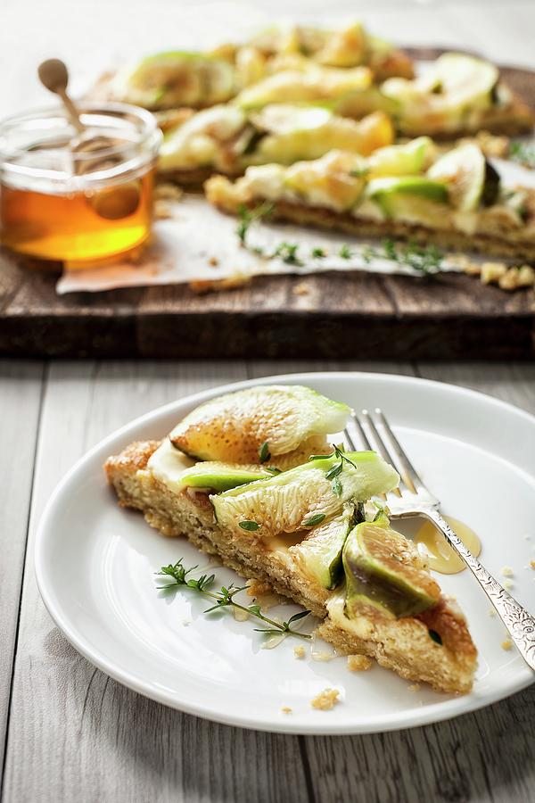 Fig And Mascarpone Tart With Honey And Thyme Photograph by The Food Union