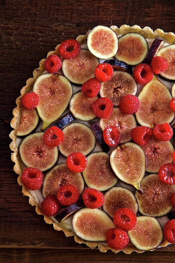Fig And Raspberry Tart close Up Photograph by Andre Baranowski