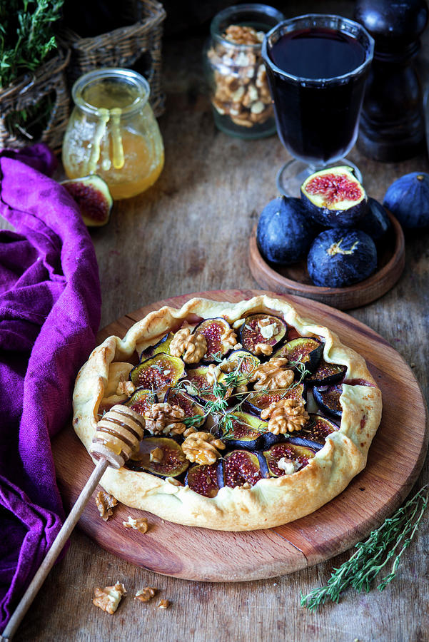 Fig Pie With Brie, Walnuts And Honey Photograph by Irina Meliukh