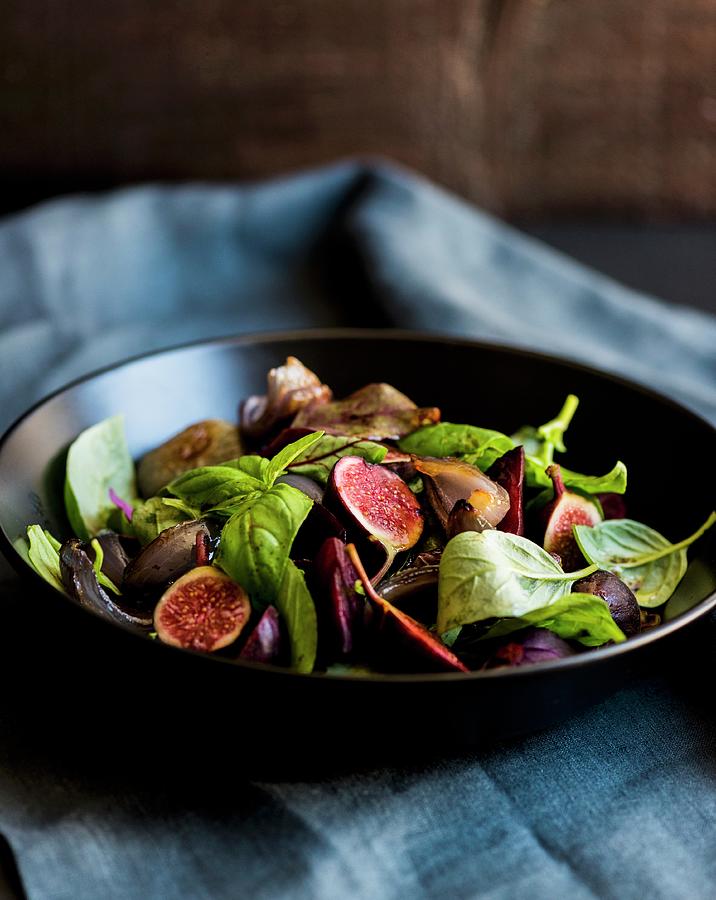 Fig Salad With Basil Photograph by Hein Van Tonder