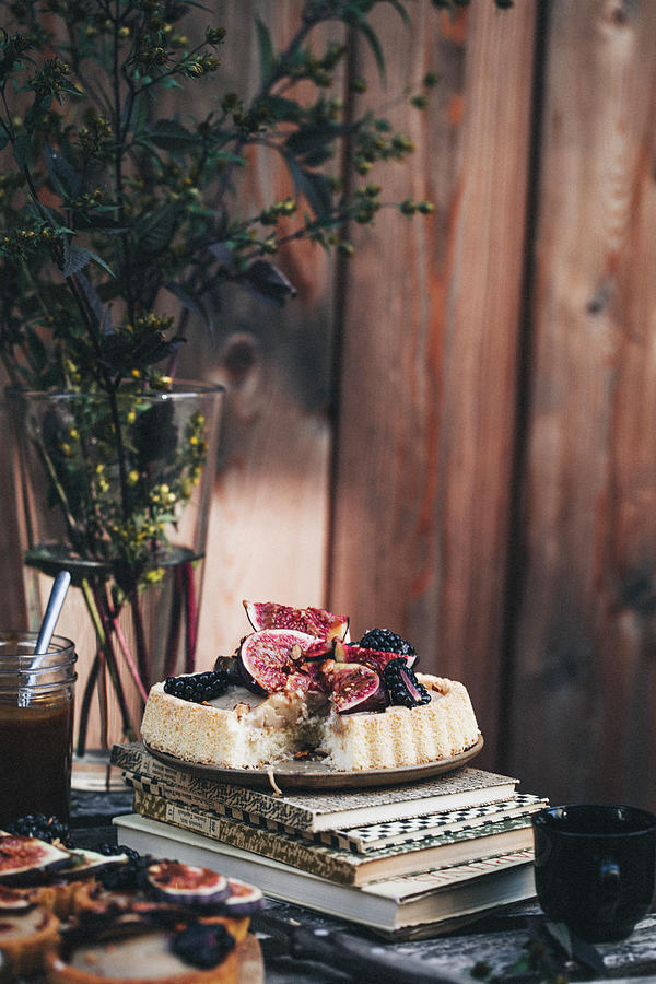 Fig Tarts With Vanilla Cream And Salted Caramel Photograph by Claudia Gdke