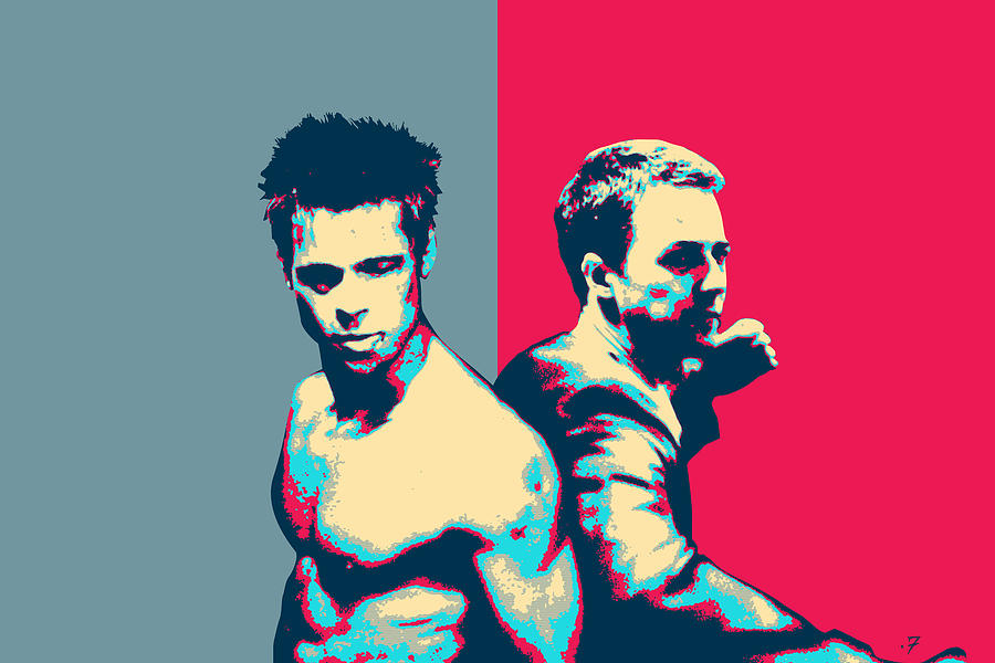 Fight Club Revisited - Tyler Durden and The Narrator Back to Back Digital Art by Serge Averbukh