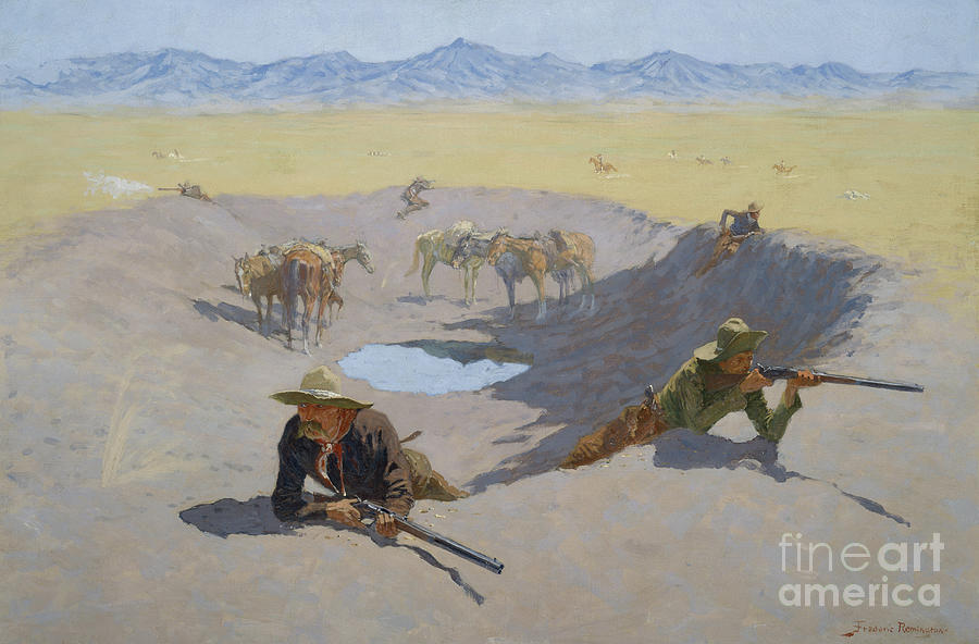 Fight for the Waterhole, 1903 Painting by Frederic Remington