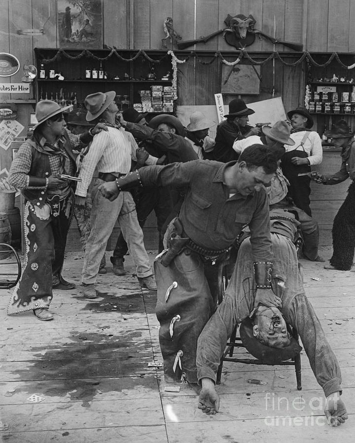 Fight In Saloon From Old Time Movie Photograph by Bettmann