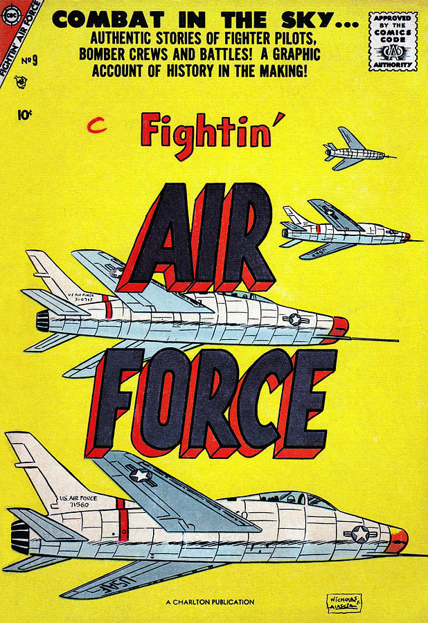 Fightin Air Force #9; Combat in the Sky Painting by Charles Nicholas
