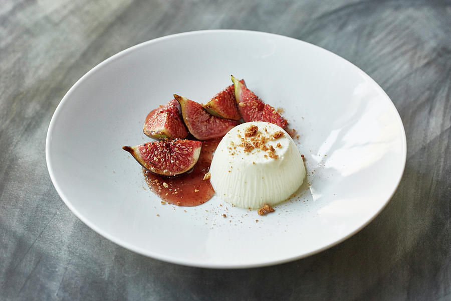 Figs With Panna Cotta Photograph by Steven Joyce