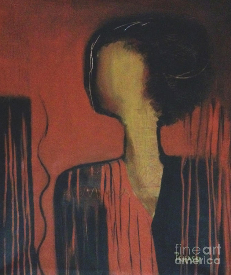 Portrait Painting - Figure in Black and Red by Patricia Cleasby