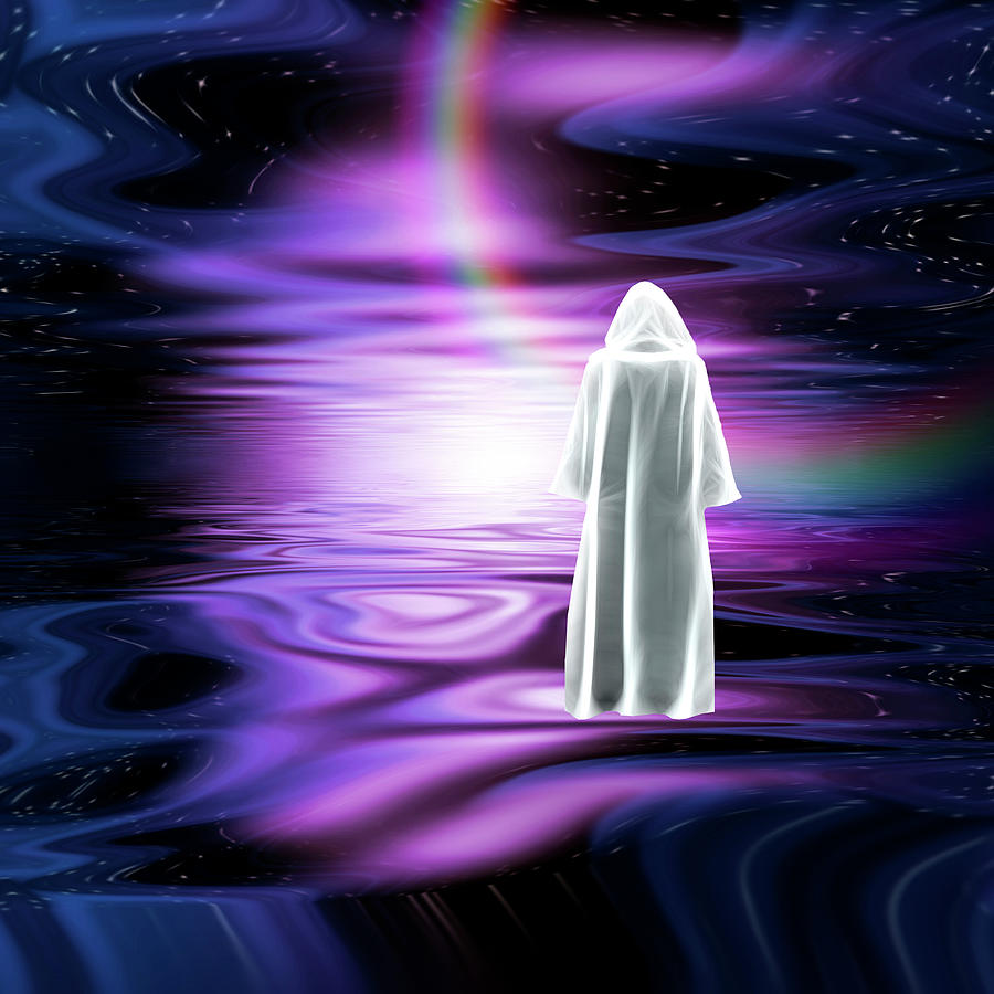 Figure In White Cloak Stands On Purple Photograph by Bruce Rolff