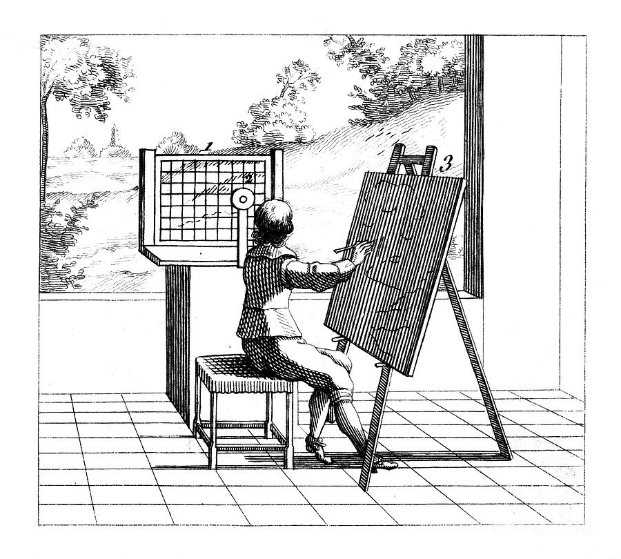 Figure Practising Perspective Drawing Drawing by Print Collector