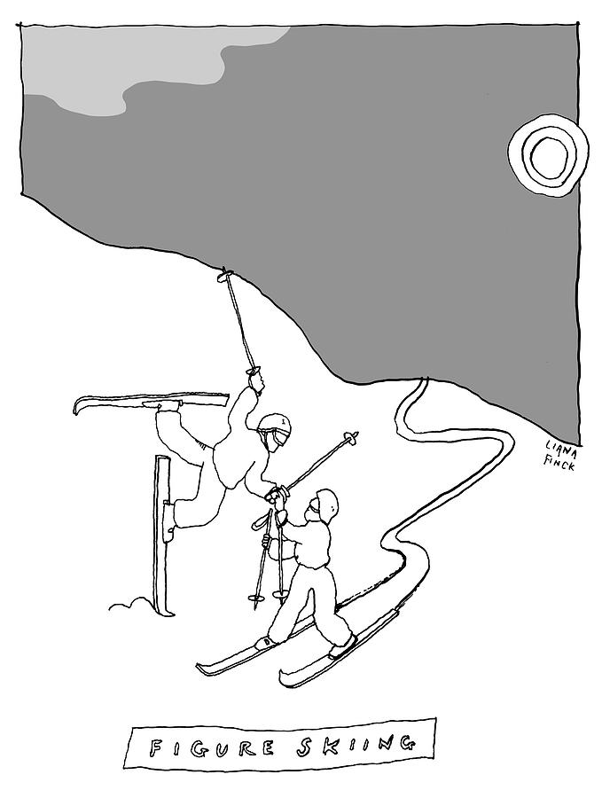 Figure Skiing Drawing by Liana Finck Figure Skiing Drawing by Liana Finck