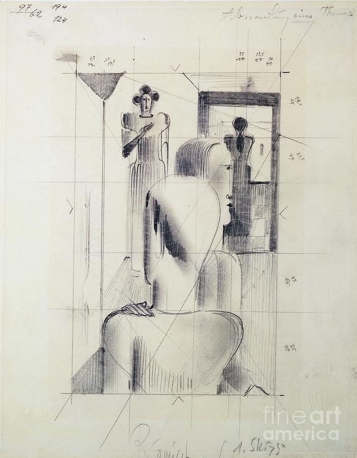 Figures In A Room, By Oskar Schlemmer Drawing by Oskar Schlemmer