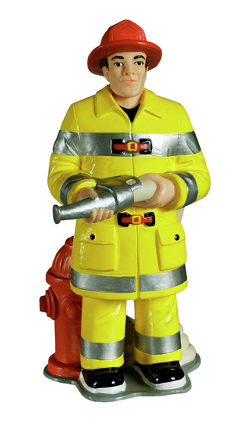 Vintage Drawing - Figurine of a Firefighter by CSA Images